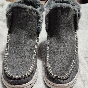 BOBS from Skechers Gray Fur-Lined Ankle Booties